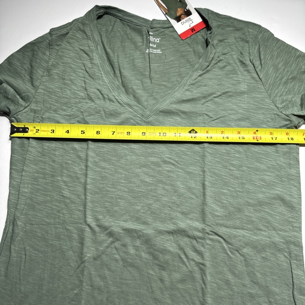 Felina Womens V-Neck Short Sleeve Slub Knit Tee Laurel Wreath‎ Green M C5024RS - Picture 3 of 8
